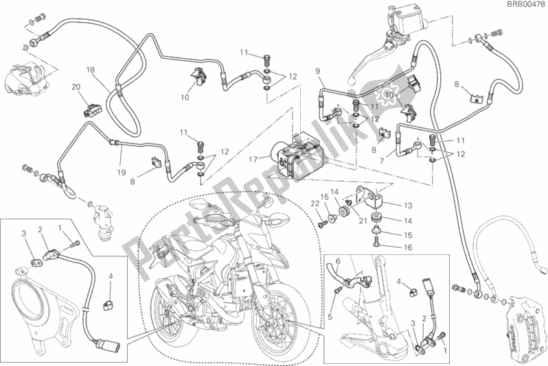 Toutes les pièces pour le Système De Freinage Antiblocage (abs) du Ducati Hypermotard LS Thailand 821 2015
